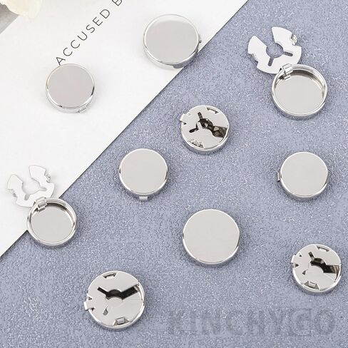 10 Pack Cuff Links Button Cover Round Brass Blank Cufflinks for Mens Formal Business Shirt (Silver) in Kuwait