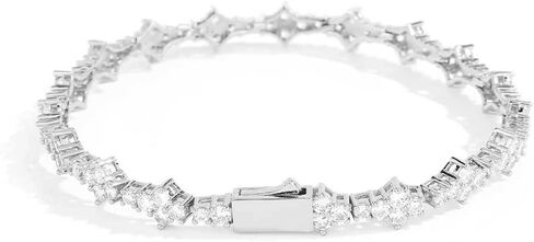14K Gold Hip-Hop Moissanite Tennis Chain Bracelet, Single Row Design, Unisex, Stylish Accessory for Couples, Luxurious and Elegant in Saudi Arabia