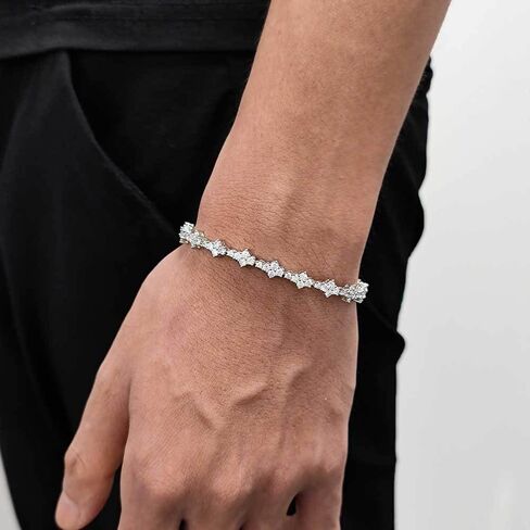 14K Gold Hip-Hop Moissanite Tennis Chain Bracelet, Single Row Design, Unisex, Stylish Accessory for Couples, Luxurious and Elegant in Saudi Arabia