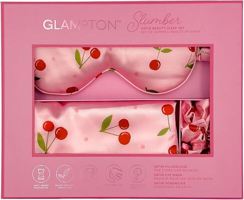 Slumber Satin Beauty Sleep Set, Cherry, 3-Piece Set with Pillowcase, Eye Mask, and Scrunchie in Saudi Arabia