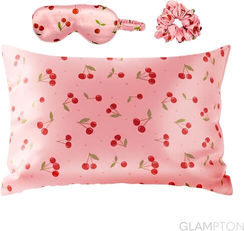 Slumber Satin Beauty Sleep Set, Cherry, 3-Piece Set with Pillowcase, Eye Mask, and Scrunchie in Saudi Arabia