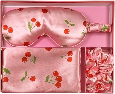 Slumber Satin Beauty Sleep Set, Cherry, 3-Piece Set with Pillowcase, Eye Mask, and Scrunchie in Saudi Arabia