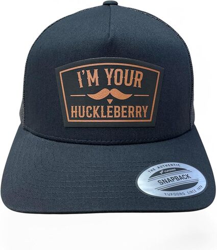 I'm Your Huckleberry Trucker Hat – Black YP Snapback with Rawhide Leatherette Patch – Western Trucker Cap - in Saudi Arabia