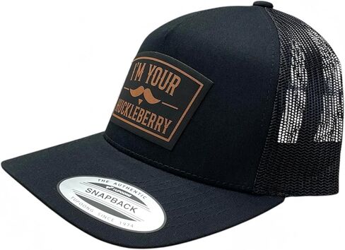 I'm Your Huckleberry Trucker Hat – Black YP Snapback with Rawhide Leatherette Patch – Western Trucker Cap - in Saudi Arabia