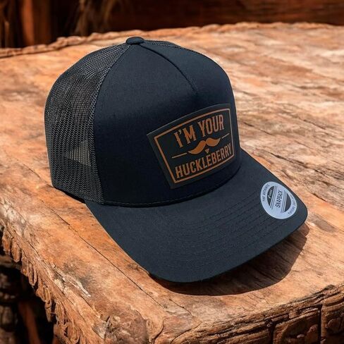 I'm Your Huckleberry Trucker Hat – Black YP Snapback with Rawhide Leatherette Patch – Western Trucker Cap - in Saudi Arabia