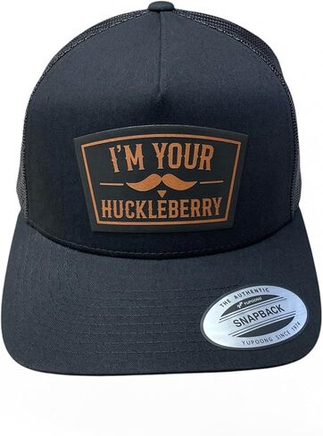 I'm Your Huckleberry Trucker Hat – Black YP Snapback with Rawhide Leatherette Patch – Western Trucker Cap - in Saudi Arabia