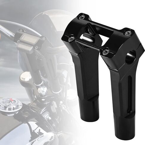 Motorcycle Handlebar Riser Clamp 1 Inch Tall Aluminium Straight Risers for Harley Sportster Dyna Road Glide FXLRS with One Piece Top Clamp (Black, 6") in Saudi Arabia