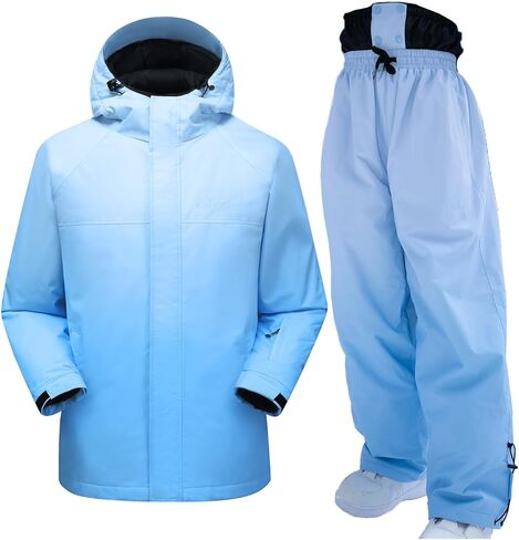 Womens Waterproof Ski Jacket and Pants Set, Windproof Ski Suit, Adult Baggy Hooded Raincoat Jacket for Hiking in Saudi Arabia