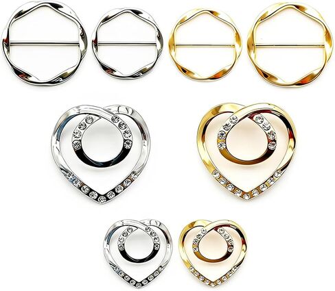 8PCS Scarf Rings and T-Shirt Tie Clips, 2-Size Metal Scarf Holder Set, Gold & Silver Waist Cinch & Shirt Side Tie Accessories for Women in Saudi Arabia