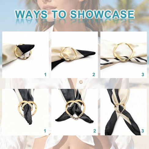8PCS Scarf Rings and T-Shirt Tie Clips, 2-Size Metal Scarf Holder Set, Gold & Silver Waist Cinch & Shirt Side Tie Accessories for Women in Saudi Arabia