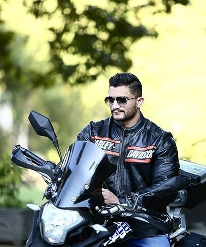 Men's Harley Biker Leather Jacket - Bill Goldberg Motorcycle Genuine Black Real Leather Jacket (US, Alpha, Medium, Regular, Regular, Black) in Saudi Arabia