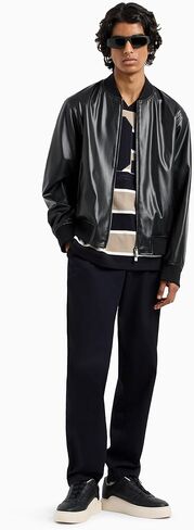 Armani Exchange mens Faux Leather Bomber Jacket in Saudi Arabia