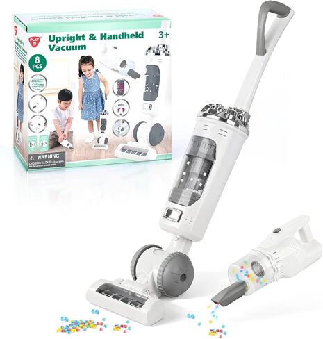 Kids Vacuum Cleaner Toy Set for Toddlers - 2PCS Toy Vacuum Sets for Toddlers 3+ Toddler Vacuum Toy That Works with Sound Effects, Baby Play Vacuum Pretend Role Play Household Housekeeping in Kuwait