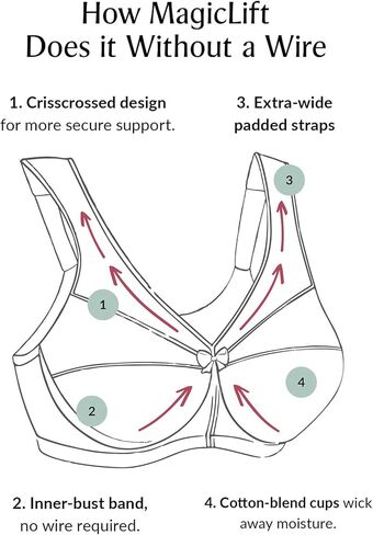 Glamorise Womens MagicLift Active Support Bra Wirefree 1005 in Saudi Arabia
