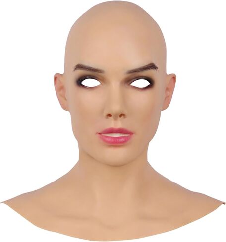 Silicone Female Head Mask Realistic Face with Makeup Beauty Masks Crossdresser Cosplay Transgender in Kuwait