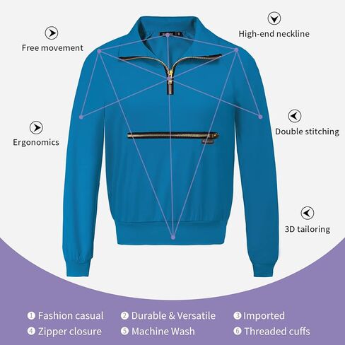 niaahinn Women's Scrub Top Workwear V- Neck Long Sleeve T-Shirt Women's Medical Uniform Top in Saudi Arabia