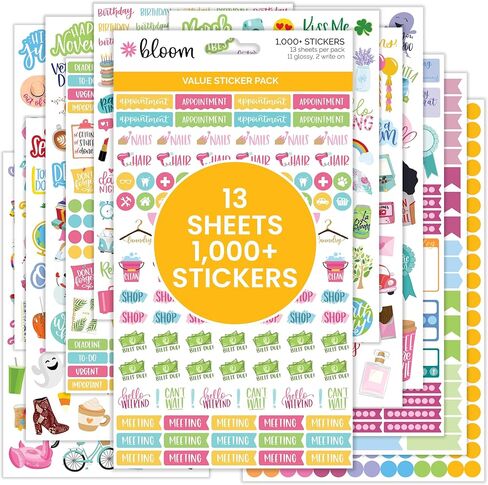 bloom daily planners Hand-Drawn Everyday Essentials Planner Stickers (535 Stickers) - Vintage Style Variety Pack for Decorating, Planning, Scrapbooking in Kuwait
