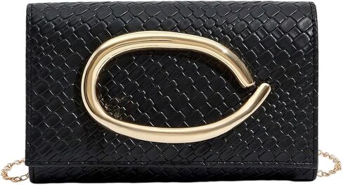 QWINEE المرأة بو الجلود مساء حفل زفاف مخلب المحفظة مع سلسلة زخرفة المعادن العصرية حقيبة كتف غير رسمية in Kuwait