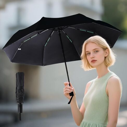 Automatic Compact Folding Umbrella with Wind Resistant 8-Rib Structure, Auto Open and Close, Travel Size for Rain and Sun Use for Men and Women in Saudi Arabia