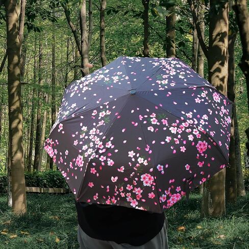 Travel Compact Umbrella - Automatic Open/Close, Compact & Lightweight, Windproof Small Folding Umbrella for Men/Women, Perfect for Purse or Backpack, Sakura. in Saudi Arabia