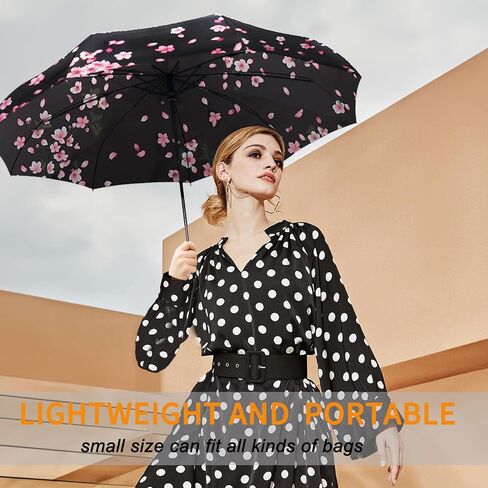 Travel Compact Umbrella - Automatic Open/Close, Compact & Lightweight, Windproof Small Folding Umbrella for Men/Women, Perfect for Purse or Backpack, Sakura. in Saudi Arabia