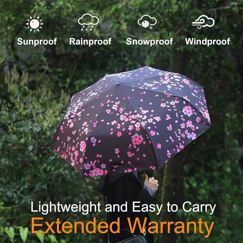 Travel Compact Umbrella - Automatic Open/Close, Compact & Lightweight, Windproof Small Folding Umbrella for Men/Women, Perfect for Purse or Backpack, Sakura. in Saudi Arabia