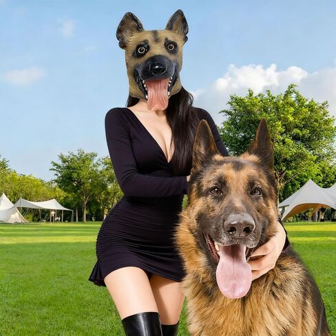 German Shepherd Mask, Latex Wolf Dog Head Mask, Funny Realistic Animal Sheepdog for Cosplay Party Props in Saudi Arabia