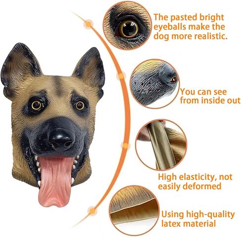 German Shepherd Mask, Latex Wolf Dog Head Mask, Funny Realistic Animal Sheepdog for Cosplay Party Props in Saudi Arabia