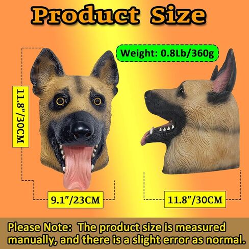 German Shepherd Mask, Latex Wolf Dog Head Mask, Funny Realistic Animal Sheepdog for Cosplay Party Props in Saudi Arabia
