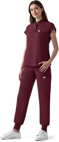 أطقم ملابس نسائية، توب طبي ضيق بياقة واقفة بدون أكمام وسروال رياضي برباط (XS-2XL) in Kuwait