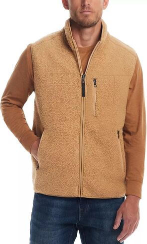 سترة رجالية من الصوف القطبي بسحاب كامل خفيفة الوزن بدون أكمام ملابس خارجية غير رسمية مع جيوب مقاس M إلى 3XL in Kuwait