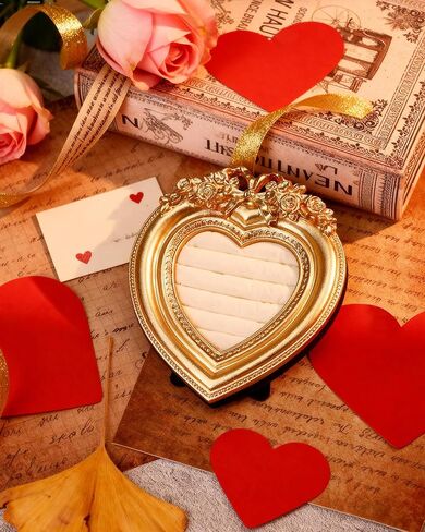 Vintage 14K Gold Plated Heart Ring Holder for Women - Jewelry Display Stand with Velvet Cushion, Wedding and Engagement Ring Organizer for Anniversary Valentine's Day Gift in Saudi Arabia