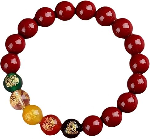 سوار Feng Shui من Five Wealth Gods Feng Shui - خرز الزنجفر للثروة والحماية - يجذب الرخاء والحيوية ووفرة الطاقة - سوار روحي مصنوع يدويًا in Saudi Arabia