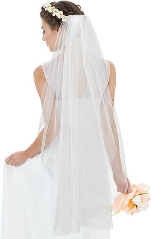White Bridal Veil 1 Tier Tulle Veils with Comb for Brides and Women Wedding Women's Veils for Bachelorette Party in Saudi Arabia