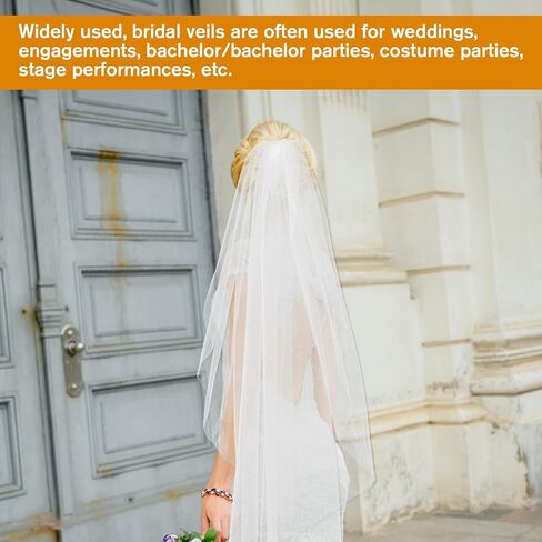 White Bridal Veil 1 Tier Tulle Veils with Comb for Brides and Women Wedding Women's Veils for Bachelorette Party in Saudi Arabia