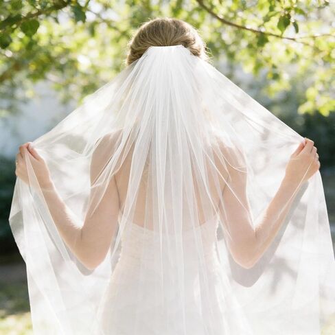 White Bridal Veil 1 Tier Tulle Veils with Comb for Brides and Women Wedding Women's Veils for Bachelorette Party in Saudi Arabia