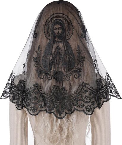 Bozidol Veils for Church Catholic, D Shaped Our Lady of the Rosary Mantilla Chapel Veils Latin Mass Head Coverings for Women in Saudi Arabia