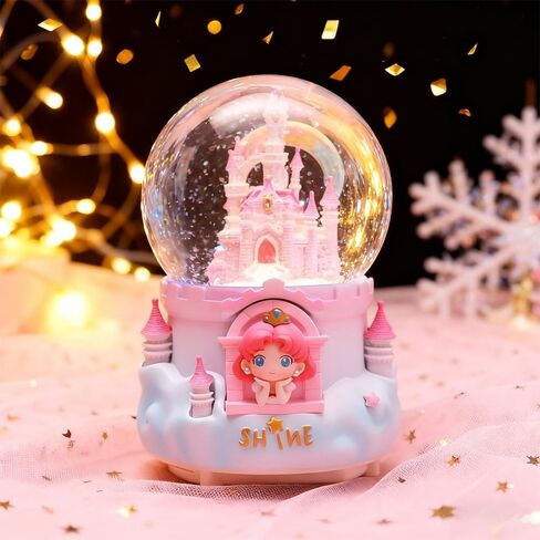 Snow Globe, Castle Musical Snow Globes with Crystal Ball & Colorful LED Lights, Snow Fall Fairy Tale Princess Castle Snow Globes, Christmas Birthday Gifts for Women, Girls, Kids, Home Room Decor in Saudi Arabia
