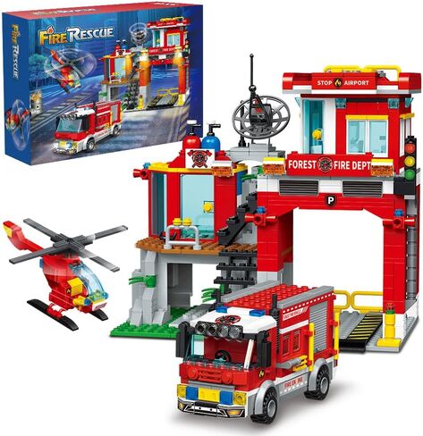Police Station Building Blocks Set, 800pcs Building Toy with Ship,Boat & Helicopter for Boys 6+,Compatible with Lego in Kuwait
