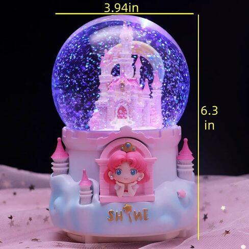 Snow Globe, Castle Musical Snow Globes with Crystal Ball & Colorful LED Lights, Snow Fall Fairy Tale Princess Castle Snow Globes, Christmas Birthday Gifts for Women, Girls, Kids, Home Room Decor in Saudi Arabia