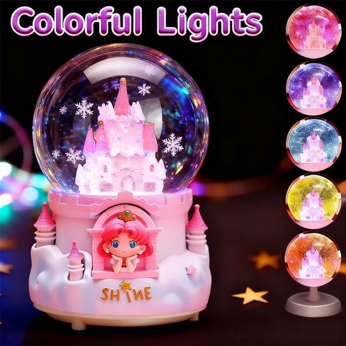 Snow Globe, Castle Musical Snow Globes with Crystal Ball & Colorful LED Lights, Snow Fall Fairy Tale Princess Castle Snow Globes, Christmas Birthday Gifts for Women, Girls, Kids, Home Room Decor in Saudi Arabia