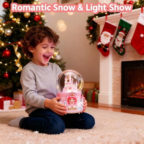 Snow Globe, Castle Musical Snow Globes with Crystal Ball & Colorful LED Lights, Snow Fall Fairy Tale Princess Castle Snow Globes, Christmas Birthday Gifts for Women, Girls, Kids, Home Room Decor in Saudi Arabia
