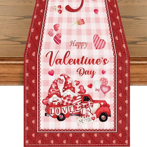 Vintage Valentine Table Runner Decoration, Red Valentines Day Table Runner Decor, Valentine's Day Table Runner Decor for Home Kitchen Dining Table (72 X 13 Inches) in Kuwait