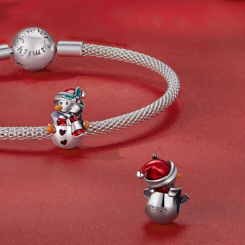 Christmas Snowman Charm Bead 925 Sterling Silver,Christmas Snowman Charm DIY Bracelets/Necklacess,Gifts Women for Christmass and New Year in Saudi Arabia