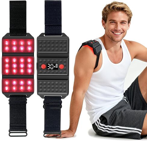 حزام العلاج بالضوء الأحمر، LED 660 نانومتر و850 نانومتر بالقرب من ضوء الأشعة تحت الحمراء لاستعادة العضلات، وتخفيف الألم، ولف يمكن ارتداؤه - الالتهاب، وصحة المفاصل والحركة - محمول وبدون استخدام اليدين in Kuwait