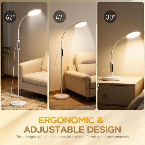 Light Therapy Lamp, 11000 Lux UV-Free Floor Lamp, Full Spectrum LED Sunlight with Touch Remote Control, Adjustable 7 Color Temperatures 9 Brightness Levels for Office Living Room Reading White in Saudi Arabia