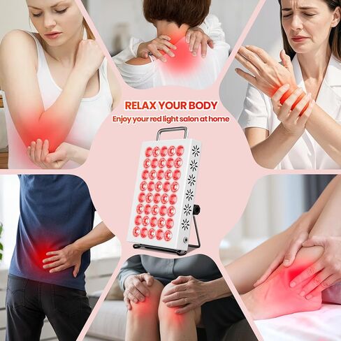 العلاج بالضوء الأحمر للوجه والجسم، 660 نانومتر و850 نانومتر بالقرب من لوحة العلاج بالضوء الأحمر بالأشعة تحت الحمراء مع حامل قابل للتعديل، مصباح علاج بالضوء الأحمر LED ثنائي الشريحة المحمول مع مؤقت و5 مستويات سطوع in Kuwait