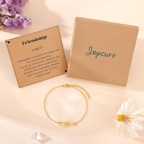 JoycuFF أساور مطلية بالذهب هدايا للنساء، هدية فريدة للأصدقاء والابنة والأم والأخت في عيد الميلاد وعيد الميلاد، سوار بمشبك ورقي للنساء in Kuwait