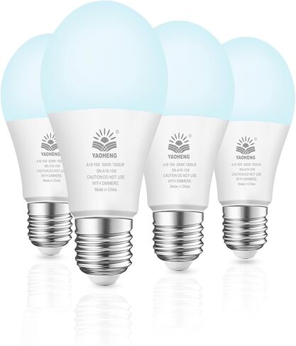 A19 LED Light Bulb, 100 Watt Equivalent LED Bulbs, 4000K Neutral White, 1500 Lumens, Standard E26 Base, Non-Dimmable, 15W Super Bright Light Bulbs for Home, Office Lamp, ETL Listed(4-Pack) in Saudi Arabia