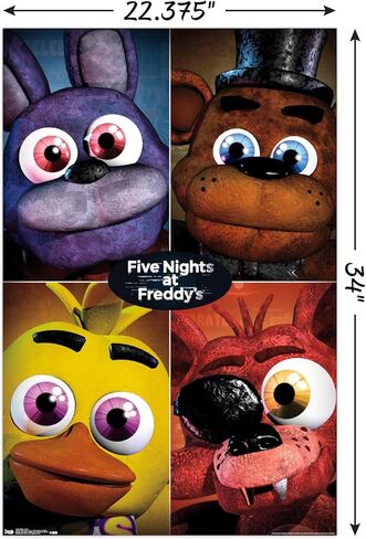 ملصق حائط رباعي من Trends International Five Nights At Freddy مقاس 22.375 بوصة × 34 بوصة in Kuwait